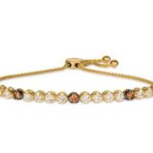 LeVian 3ct. Diamond and 14kt solid Gold bracelet, vanilla and chocolate diamonds
